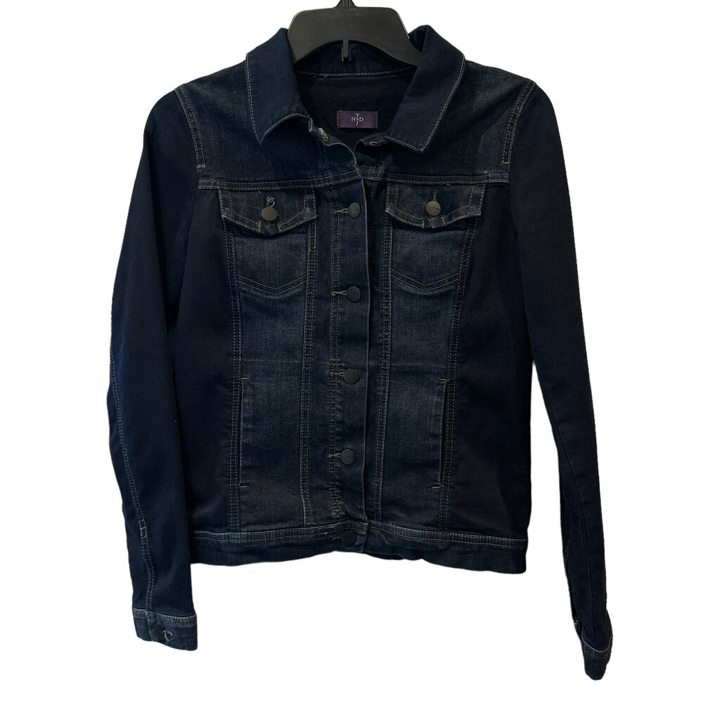 NYDJ X-Small Jean Jacket Button-Up Pockets Long Sleeve Stretch Denim Blue Womens